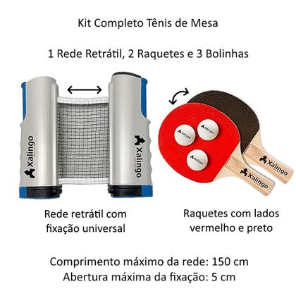 Imagem de Tenis de Mesa 2 Raquetes 3 Bolas Redinha Ping Pong Xalingo