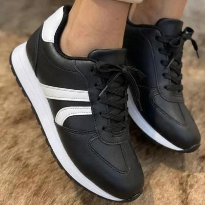 Imagem de Tenis Feminino Beira Rio Palmilha Conforto Jogging 4339101 Tamanho:38Cor:Preto Branco