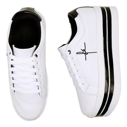 Imagem de Tênis Feminino Bordado Fé Branco Salto Plataforma Anabela Casual Dia a Dia