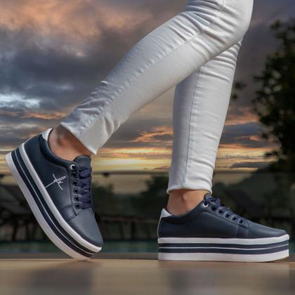 Imagem de Tênis Feminino Bordado Fé Salto Com Detalhes Anabela Flatform Varias Cores