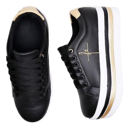 Imagem de Tênis Feminino Bordado Fé Salto Com Detalhes Anabela Flatform Varias Cores