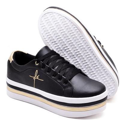 Imagem de Tênis Feminino Bordado Fé Salto Com Detalhes Anabela Flatform Varias Cores