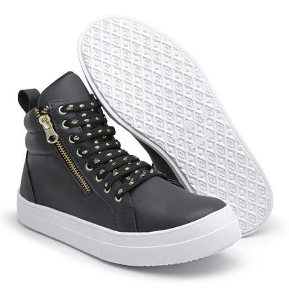 Imagem de Tênis Feminino Cano Alto Botinha Sneaker Academia Com Ziper