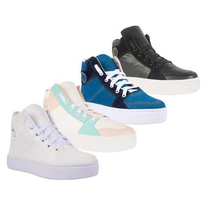 Imagem de Tênis Feminino Cano Alto Casual Botinha Confortável Cadarço Leve Macio