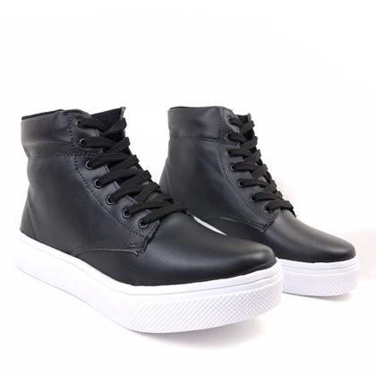 Imagem de Tênis Feminino Cano Alto Estilo Coturno Feminino Botinha Feminina Com Ajuste Cadarço Estilo e Conforto para Todas as Ocasiões