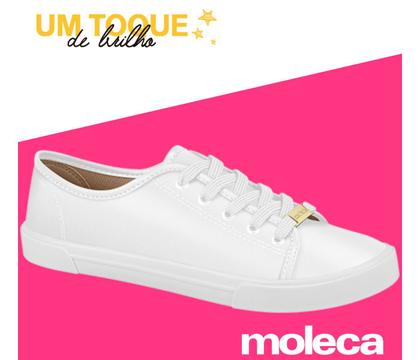 Imagem de Tênis Feminino Casual Branco Confortável Moleca Original 5296.210