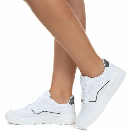 Imagem de Tênis Feminino Casual Branco Vili Leve Confortável