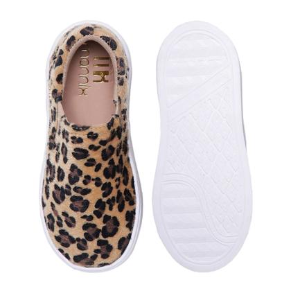 Imagem de Tenis Feminino Casual Infantil Sapatinho Bebe Slip On Onça