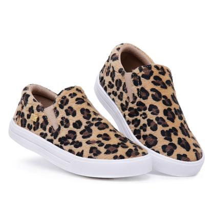 Imagem de Tenis Feminino Casual Infantil Sapatinho Bebe Slip On Onça