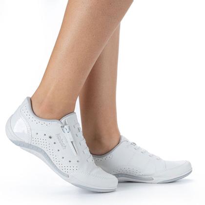 Imagem de tenis feminino casual kolosh calce facil branco com ziper