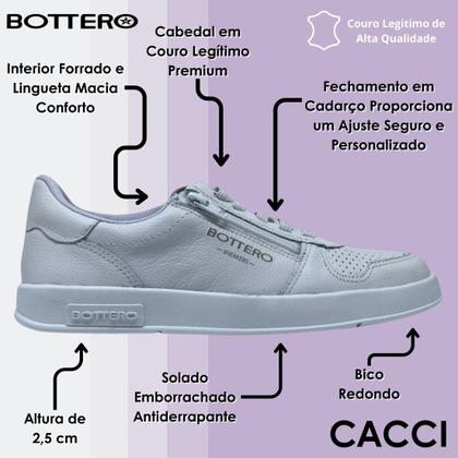 Imagem de Tênis Feminino Casual Moderno Couro Sneakers Bottero