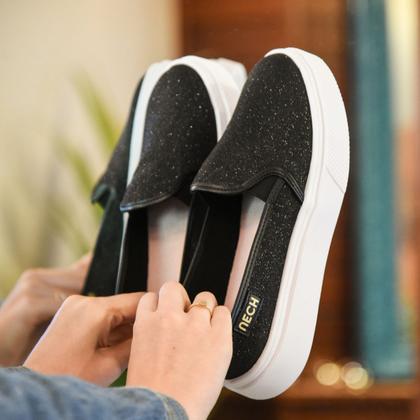 Imagem de Tênis Feminino Casual Slip On Sem Cadarço Calce Fácil Sapato