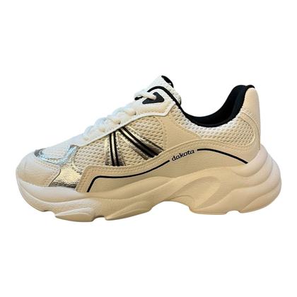 Imagem de Tenis Feminino Dakota Casual Superleve Ultraconforto Metalizado Plataforma D0971 Branco