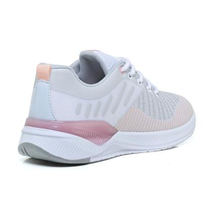 Imagem de Tênis Feminino Esportivo Caminhada Academia Confortável Kit Nude/Cinza 37