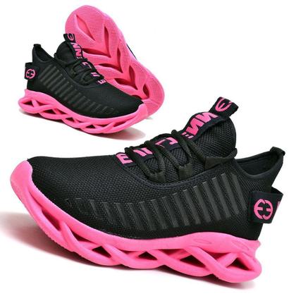 Imagem de Tênis Feminino Esportivo Casual Leve Exercício Funcional Treino- 3 Pares Pink/Branco