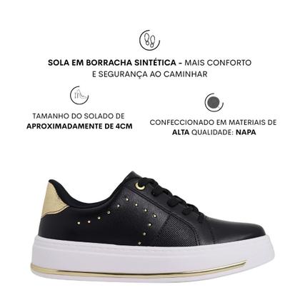 Imagem de Tênis Feminino Flatform Detalhes Casual Beira Rio 4305.320 - Preto - 34
