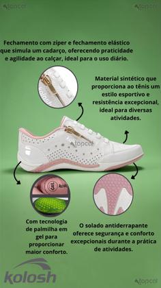 Imagem de Tênis Feminino Kolosh Softgel Com Zíper Confortável Original C1299
