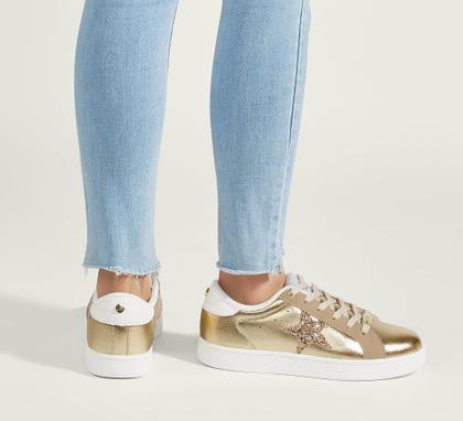 Imagem de Tênis feminino LUCKY STEP Fashion Star Gold PU tamanho 36