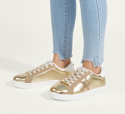 Imagem de Tênis feminino LUCKY STEP Fashion Star Gold PU tamanho 36