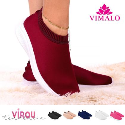 Imagem de Tênis feminino meia calce fácil slip on leve flexível confortável para caminhada academia vl-05