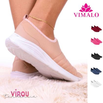 Imagem de Tênis feminino meia calce fácil slip on leve flexível confortável para caminhada academia vl02
