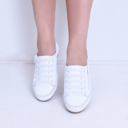 Imagem de Tênis Feminino Mocatênis Branco com zíper Izabela Araújo Couro