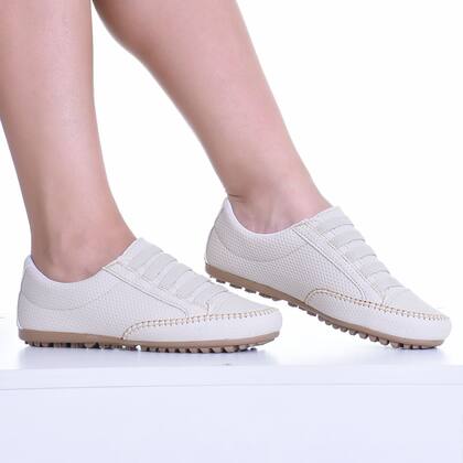 Imagem de Tênis Feminino Mocatênis Confort Off White Elastico Izabela Araújo