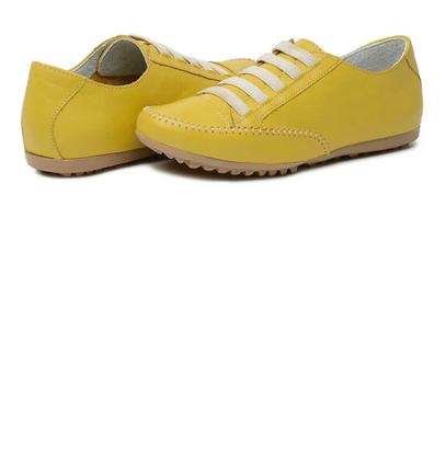 Imagem de Tênis Feminino Mocatênis de Couro Amarelo número 33 até 42