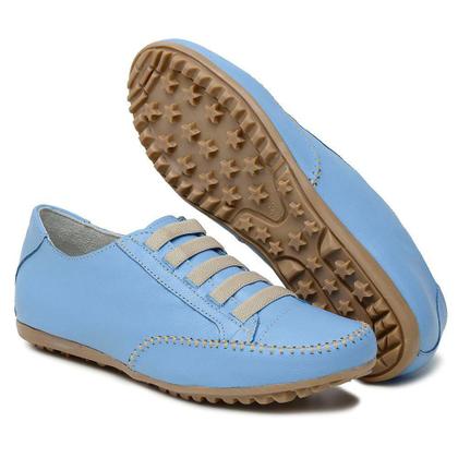 Imagem de Tênis Feminino Mocatênis de Couro Azul Bebe número 33 até 42