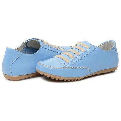 Imagem de Tênis Feminino Mocatênis de Couro Azul Bebe número 33 até 42
