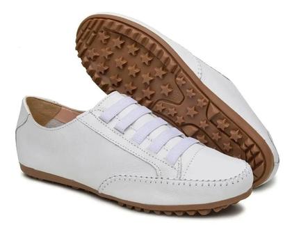 Imagem de Tênis Feminino Mocatênis de Couro Branco número 33 até 42