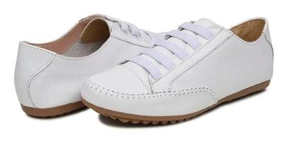 Imagem de Tênis Feminino Mocatênis de Couro Branco número 33 até 42