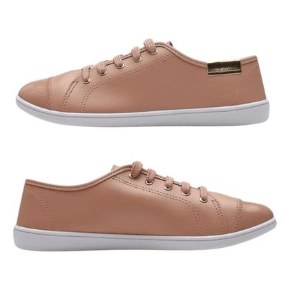 Imagem de Tênis Feminino Moleca Cadarço Detalhes Dourados Nude
