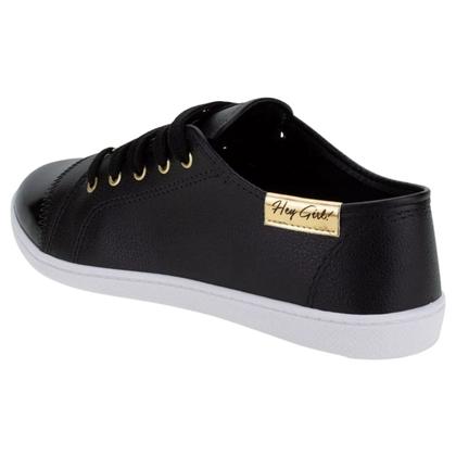 Imagem de Tênis Feminino Moleca Cadarço Detalhes Dourados Preto