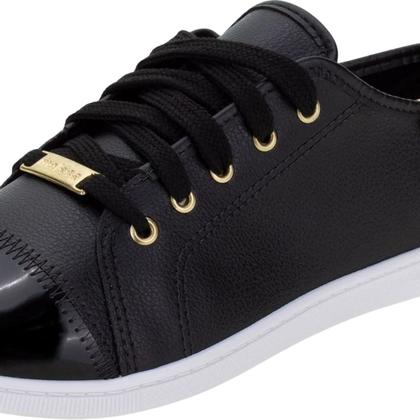 Imagem de Tênis Feminino Moleca Cadarço Detalhes Dourados Preto