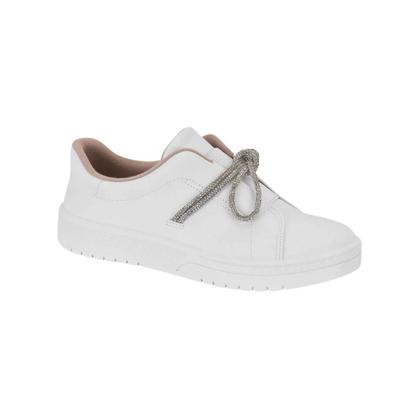Imagem de Tênis Feminino Moleca Casual Branco Cristal Cadarço Brilhante