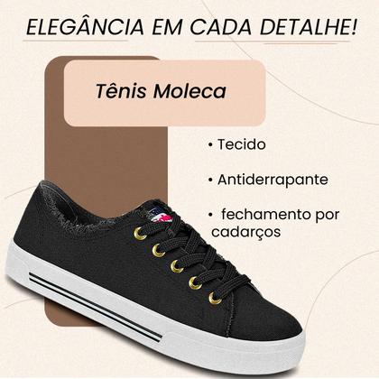 Imagem de Tênis Feminino Moleca Casual Sapatênis Conforto Estilo Original