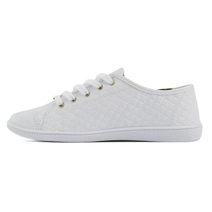 Imagem de Tênis Feminino Moleca Detalhes Dourados Com Cadarço Branco