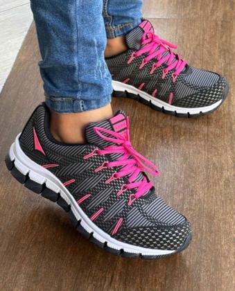 Imagem de Tenis Feminino Para Caminhada Academia Cor Preto Pink