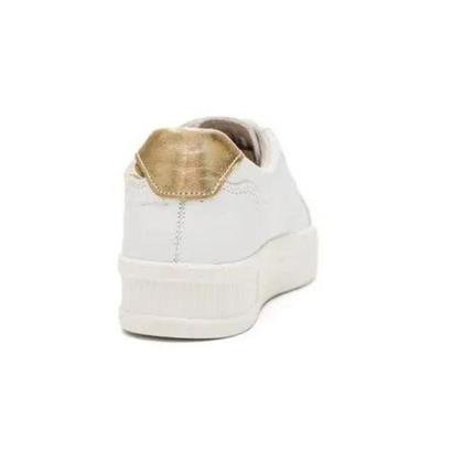 Imagem de Tênis Feminino Pegada Couro Branco Dourado Flatform Conforto