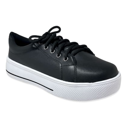 Imagem de Tênis Feminino Preto Liso Flatform Detalhe Listra