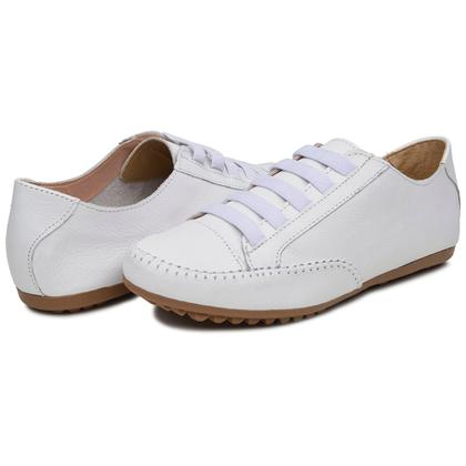 Imagem de Tênis Feminino Sapatênis Mocassim Mocatênis Couro Branco - N 33 Até 42