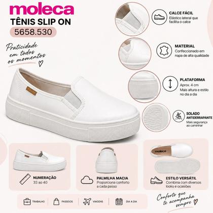 Imagem de Tênis Feminino Sem Cadarço Slip On Flatform Confortável Moleca 5658530
