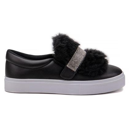 Imagem de Tênis Feminino Slip On 3 em 1 Casual Strass E Pelúcia