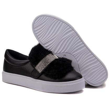 Imagem de Tênis Feminino Slip On 3 em 1 Casual Strass E Pelúcia
