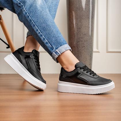 Imagem de Tênis Feminino Sola Alta Casual Básico Plataforma Moda Tendência
