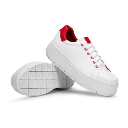 Imagem de Tênis Feminino Sola Macia e Alta Com Cadarço Modelo Liso Ótimo Para Trabalho Passeio