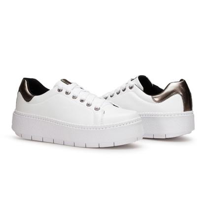 Imagem de Tênis Feminino Sola Macia e Alta Com Cadarço Modelo Liso Ótimo Para Trabalho Passeio