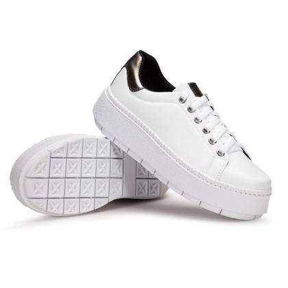 Imagem de Tênis Feminino Sola Macia e Alta Com Cadarço Modelo Liso Ótimo Para Trabalho Passeio