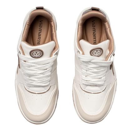 Imagem de Tênis Feminino Via Marte Casual Recortes Branco/Marrom